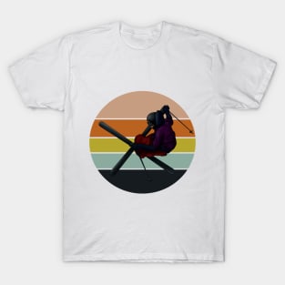 Vintage Retro Ski jumper with Skis T-Shirt